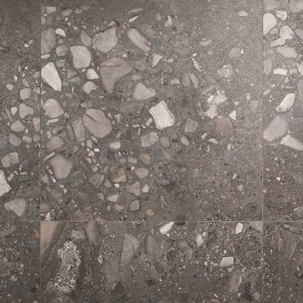 Piccoli Grande Antracite Gray 36x36 Terrazzo Look Semi-Polished Porcelain Tile
