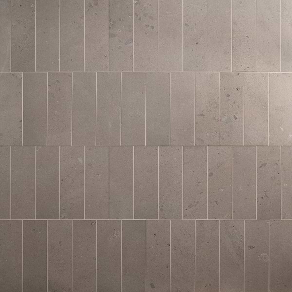 Piccoli Petite Taupe Gray 4x12 Terrazzo Look Matte Porcelain Tile