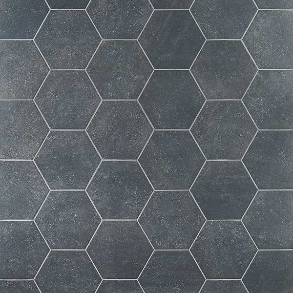 Texstone Antracita Dark Gray 9" Matte Porcelain Hexagon Tile