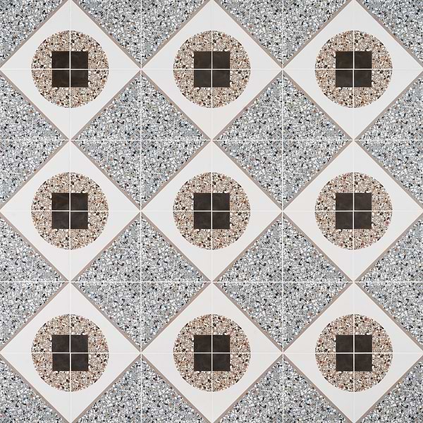 Chips Deco Azur Multicolor 8x8 Terrazzo Look Matte Porcelain Tile