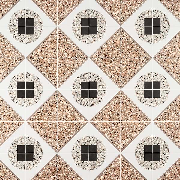 Chips Deco Terracotta Multicolor 8x8 Terrazzo Look Matte Porcelain Tile