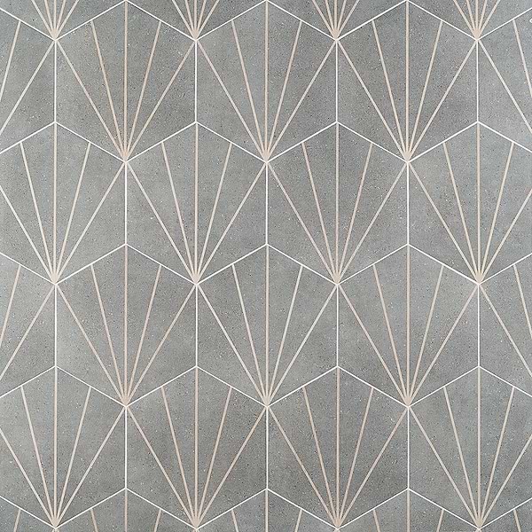 Pergola Beams Graphite 12.5" Hexagon Gray Matte Porcelain Tile
