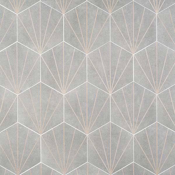 Pergola Beams Gray 12.5" Hexagon Matte Gray Porcelain Tile