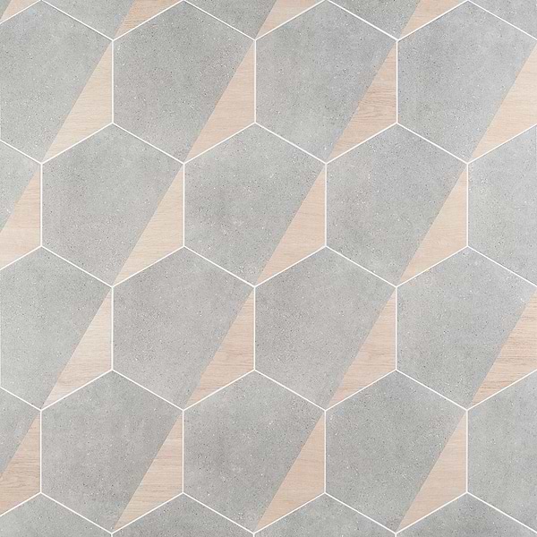 Pergola Wood Gray 12.5" Hexagon Matte Porcelain Tile