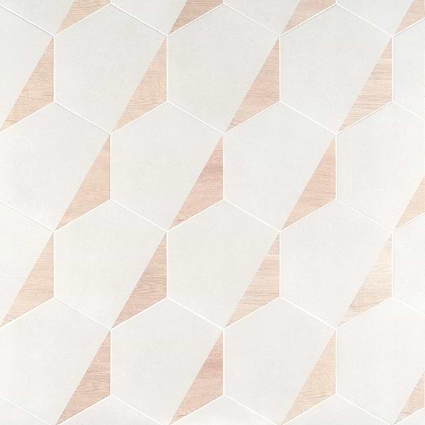 Pergola Wood White 12.5" Hexagon Matte Porcelain Tile