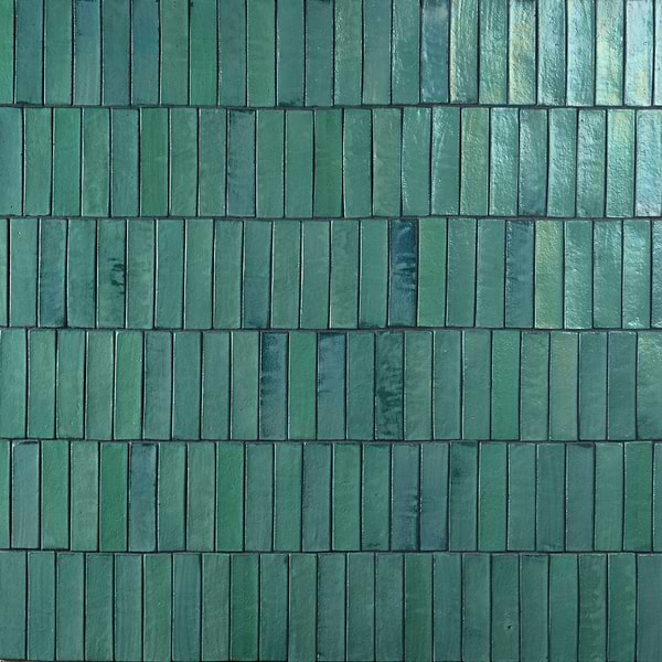 Emery Laguna Green 2x8 Handmade Crackled Matte Terracotta Tile