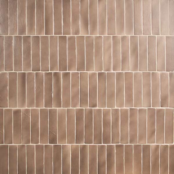 Impress Taupe Brown 2x10 Handmade Matte Terracotta Tile
