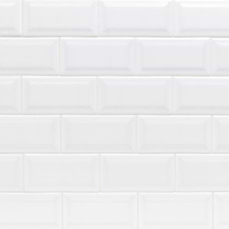 Basic White Beveled 3x6 Polished Ceramic Subway Wall Tile