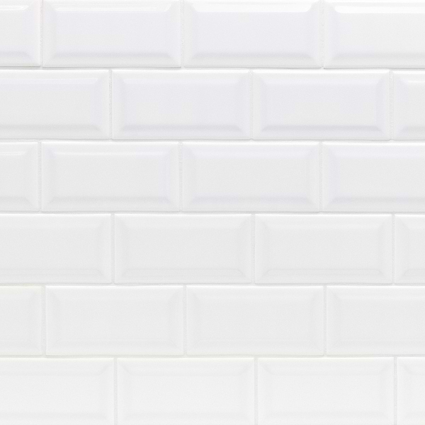 Basic White Beveled 3x6 Polished Ceramic Subway Wall Tile
