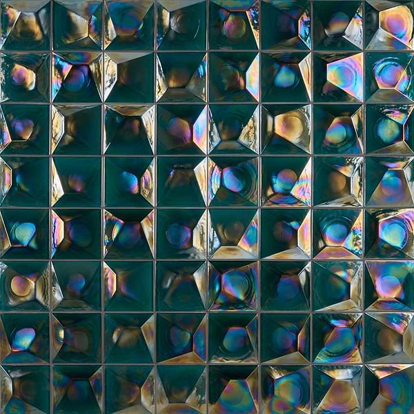 Opaline Teal Green Iridescent 6x6 3D Glossy Glass Tile