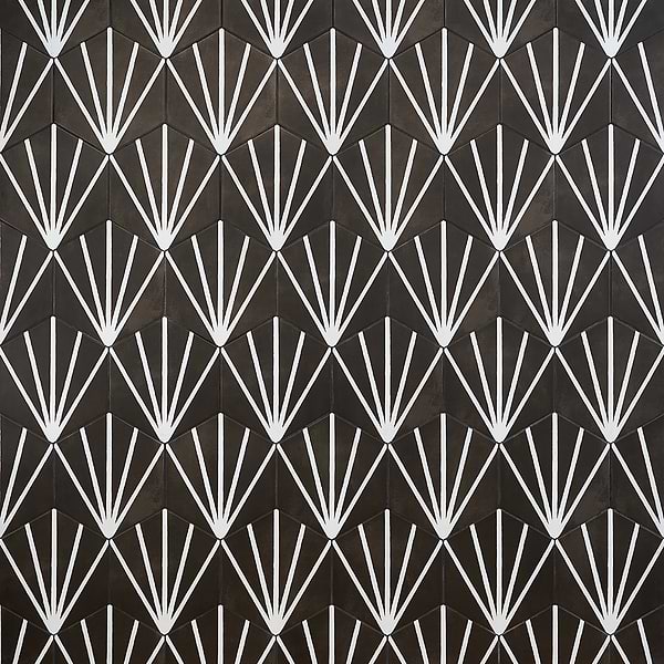 HexArt Nero Deco 8" Porcelain Matte Tile 
