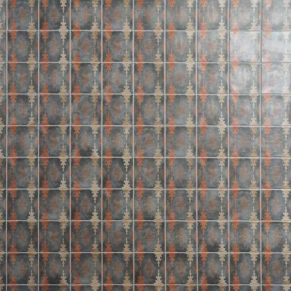 Paula Purroy Talia Aztec Blue Terracotta 5x5 Matte Ceramic Tile