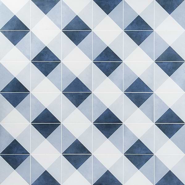 Art Geo by Elizabeth Sutton Cement Deco Blue 8x8 Matte Porcelain Tile: Pattern 2