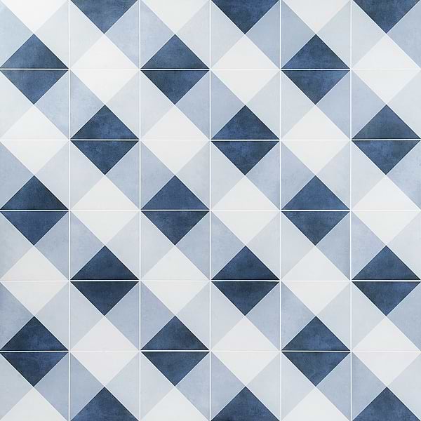 Art Geo by Elizabeth Sutton Deco Plaid Blue 8x8 Matte Porcelain Tile
