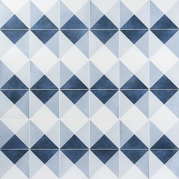 Art Geo by Elizabeth Sutton Cement Deco Blue 8x8 Matte Porcelain Tile: Pattern 3
