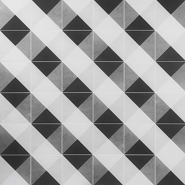 Art Geo by Elizabeth Sutton Deco Plaid Charcoal Black 8x8 Matte Porcelain Tile