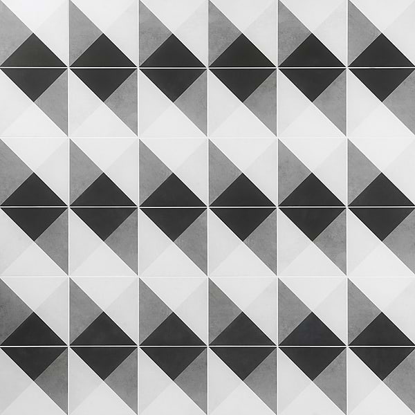 Art Geo by Elizabeth Sutton Cement Deco Charcoal Gray 8x8 Matte Porcelain Tile: Pattern 3