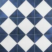 Art Geo by Elizabeth Sutton Dos Checkerboard Blue 8x8 Matte Porcelain Tile