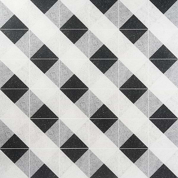 Art Geo by Elizabeth Sutton Terrazzo Deco Charcoal Black 8x8 Matte Porcelain Tile: Pattern 2