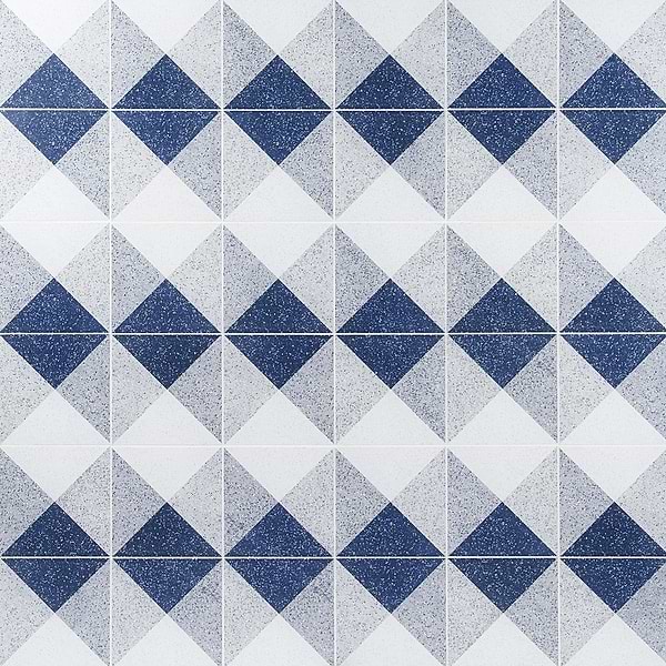 Art Geo by Elizabeth Sutton Terrazzo Deco Blue 8x8 Matte Porcelain Tile: Pattern 3