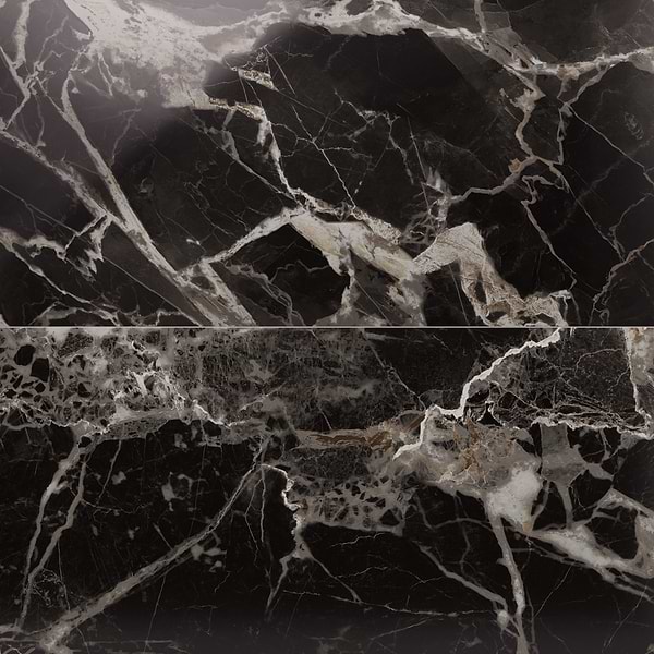 Marfino Black Gold 24x48 Marble Look Polished Porcelain Tile