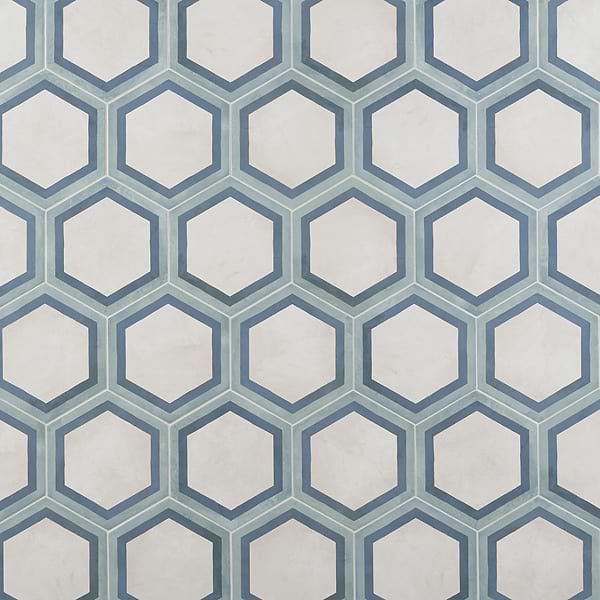 Ava Deco Ocean Cielo 8" Hexagon Matte Porcelain Tile