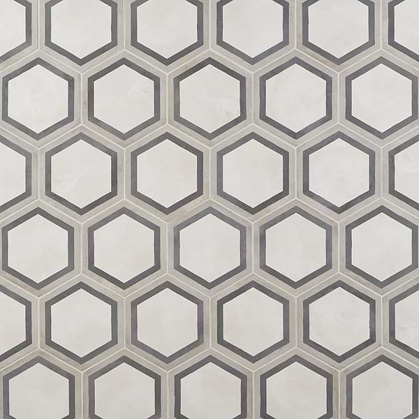 Ava Deco Sabbia Charcoal 8" Hexagon Matte Porcelain Tile