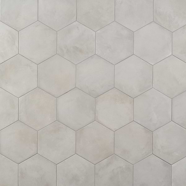 Ava Gray Sabbia 8" Hexagon Matte Porcelain Tile