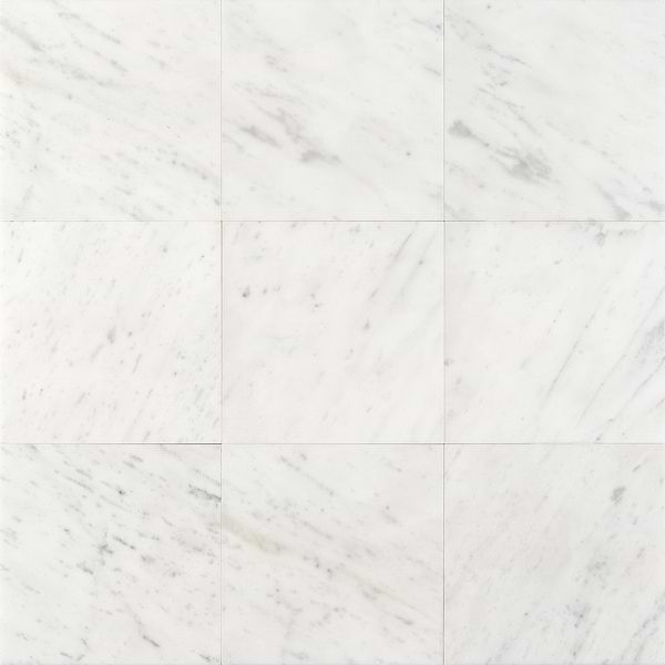 Barcode Liso Carrara White 8x8 Textured Honed Marble Tile by Michael Habachy in White, View 2, open zoomed image