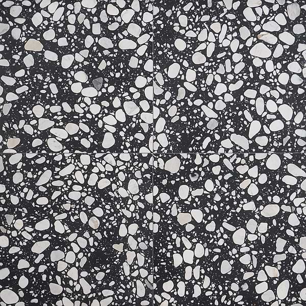 Terrazzo Italy Sacra Nero Black & White 24x24 Honed Terrazzo Tile