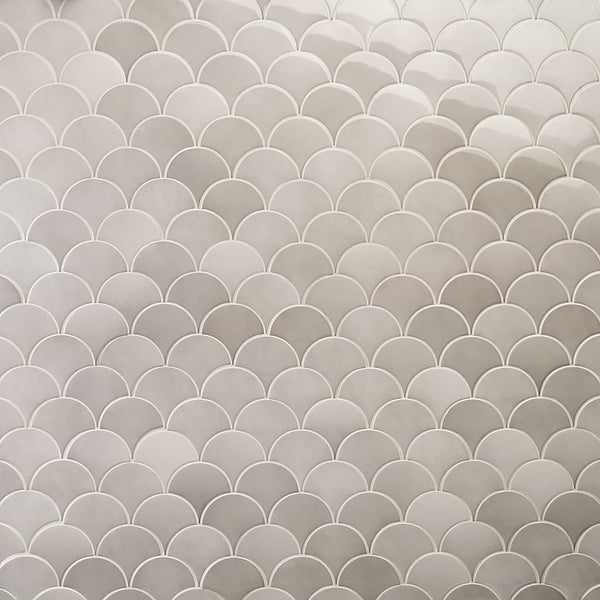 Highwater Mist 5" Fish Scale Polished Ceramic Wall Tile
