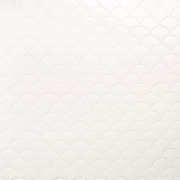 Highwater Rice White 5" Fish Scale Polished Ceramic Wall Tile