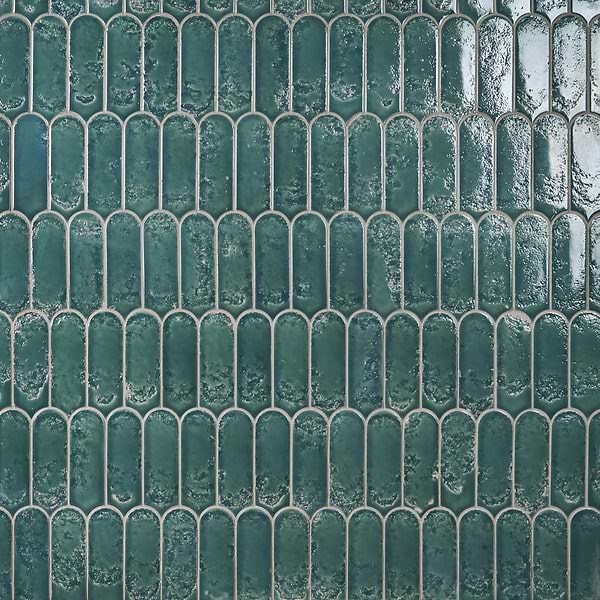 Corali Jade Green 3x9 Textured Fish Scale Glossy Ceramic Tile
