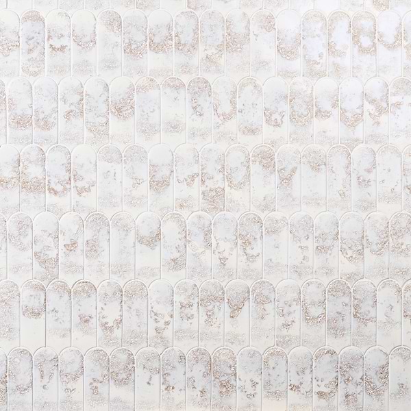 Corali Reef White 3x9 Textured Fish Scale Satin Ceramic Tile