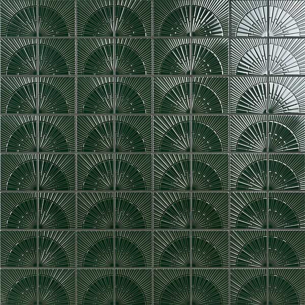 Stacy Garcia Radius Forest Green 6x6 3D Crackled Glossy Ceramic Tile