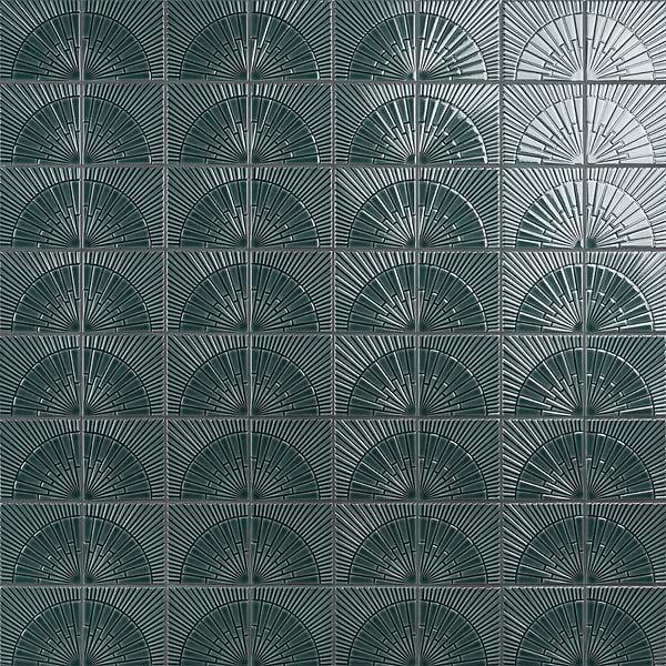 Stacy Garcia Radius Harbor Blue 6x6 3D Crackled Glossy Ceramic Tile