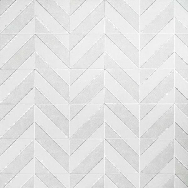 Auteur Diagonals Chevron-Offset Ash Gray 9x9  Matte Porcelain Tile