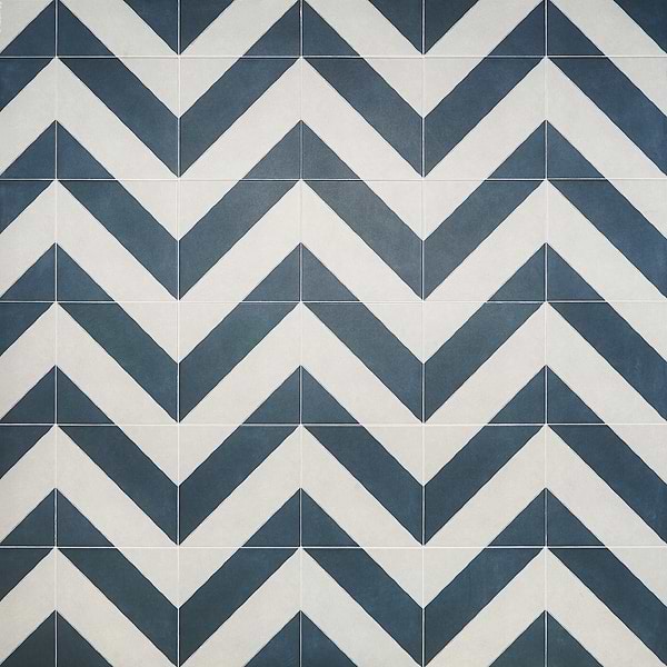 Auteur Diagonals Chevron Navy Blue 9x9 Matte Porcelain Tile