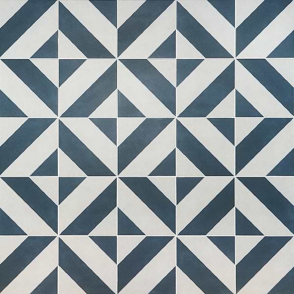 Auteur Diagonals Kaleidoscope Navy Blue 9x9 Matte Porcelain Tile