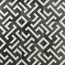 Bella Mori White & Black Encaustic 9x9 Matte Porcelain Tile