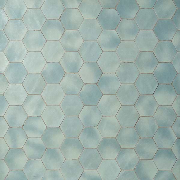 Sasha Hex Bettina Blue Green 6" Matte Porcelain Hexagon Tile