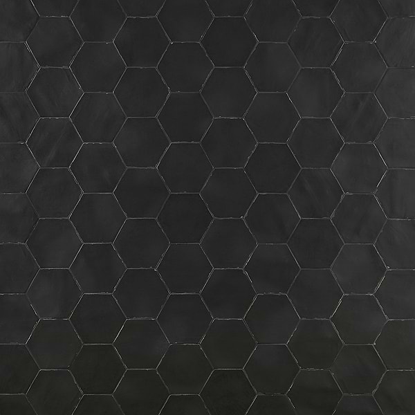 Sasha Hex Sorrentine Nero 6" Matte Porcelain Hexagon Tile