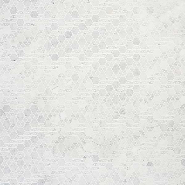 Aspekt Hex Matte White Carrara Mosaic