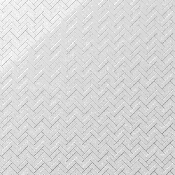 Serenity White 1x3 Herringbone Polished Porcelain Mosaic Tile