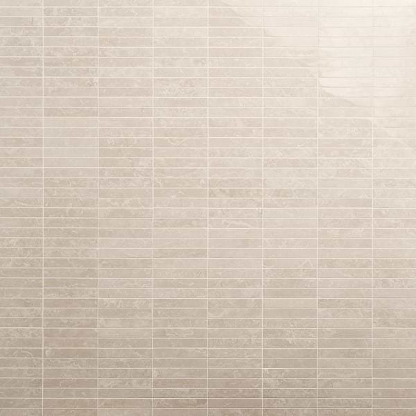 Botticino Extra Light Beige 1x6 Stacked Polished Marble Mosaic Tile