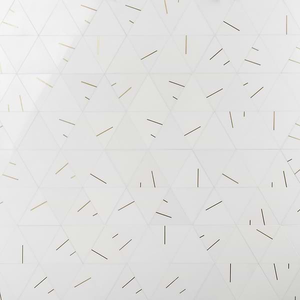 Ravi Thassos Polished Marble and Brass 7x7 Mosaic Tile