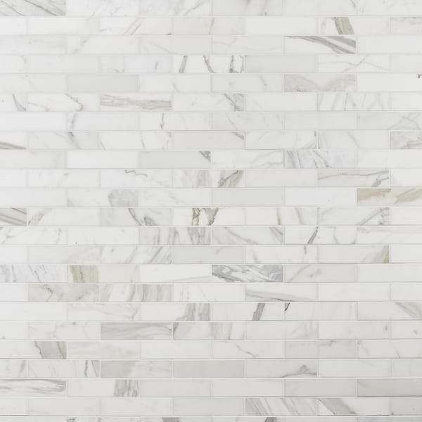 Calacatta White Gold 2x8 Honed Marble Subway Tile
