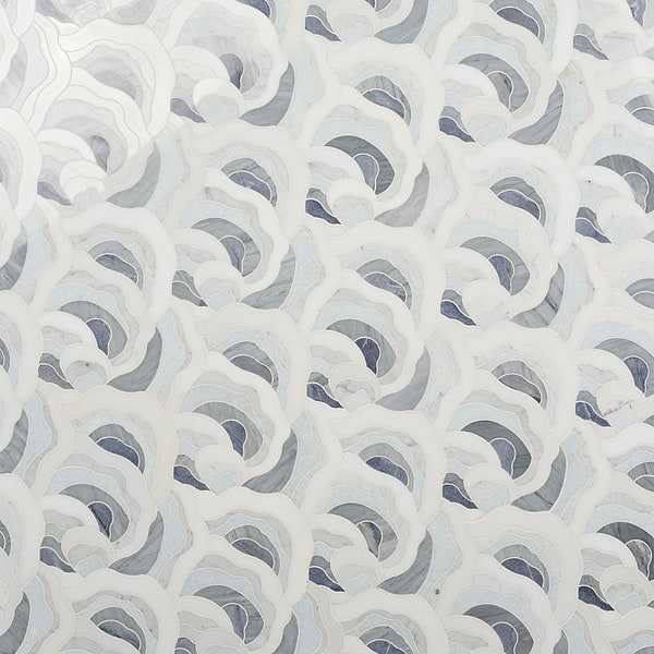 Iris Azul Macauba Blue Polished Marble Waterjet Mosaic Tile