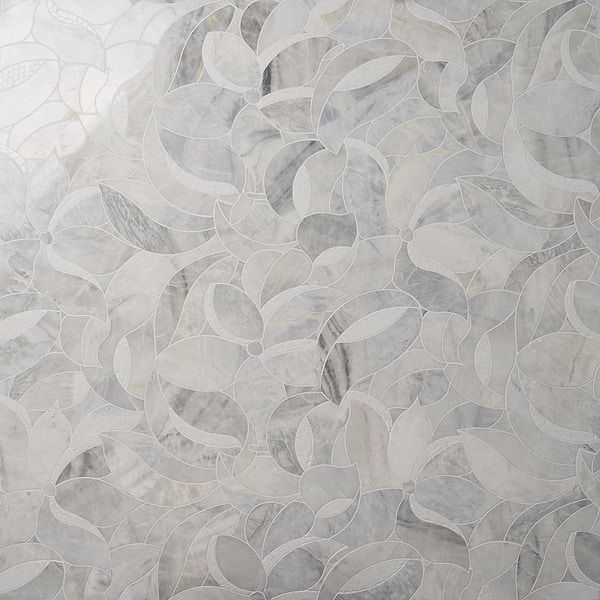 Raina Andes Gray Polished Waterjet Marble Mosaic Tile