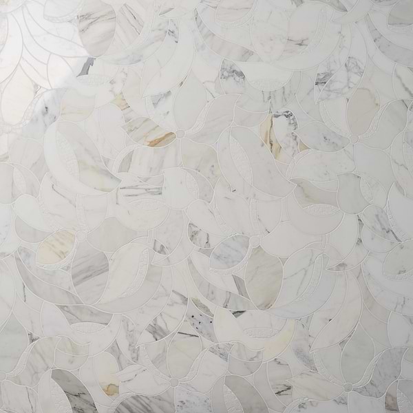 Raina Calacatta Gold Polished Waterjet Marble Mosaic Tile